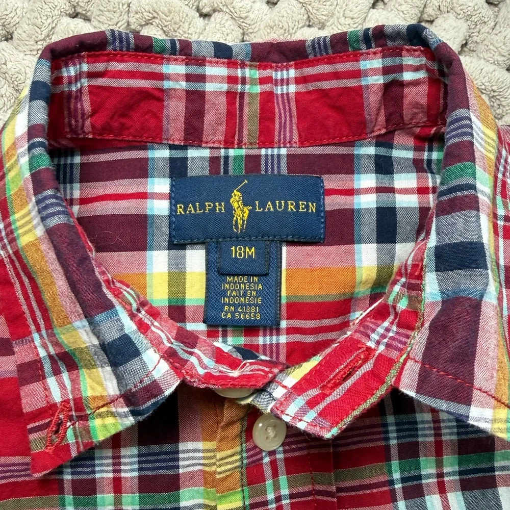 Ralph Lauren | Baby Cotton Classic Red Plaid Button Up | 18 Months